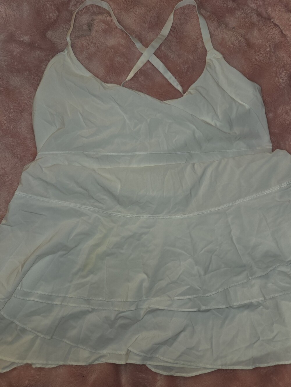 Offline By Aerie White Ruffled dress with Crossback Straps Sz XL